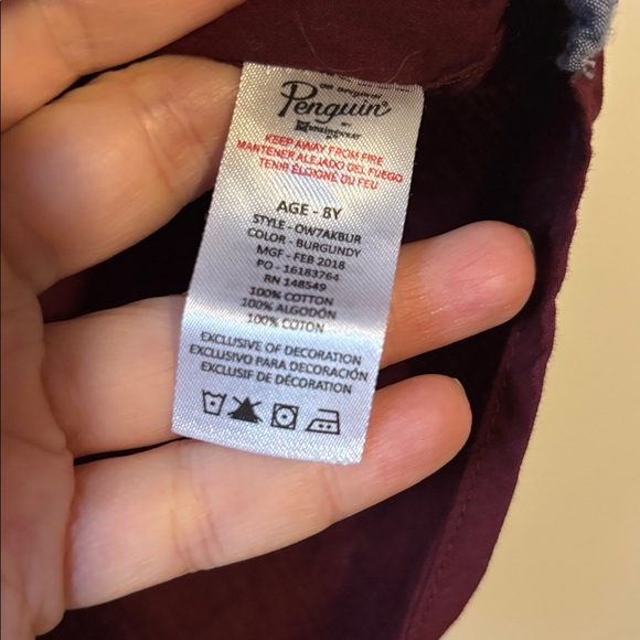 Penguin Boy’s Burgundy Button-Up Guitar Shirt - Picture 4 of 5